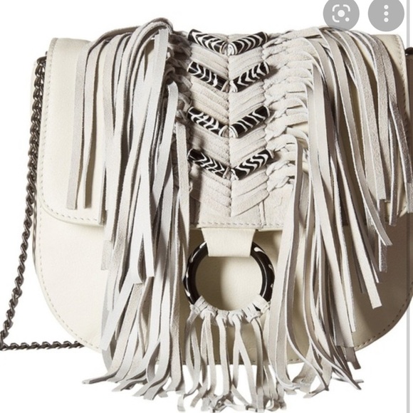 Sam Edelman Handbags - ✅Sam Edelman Donna Crossbody White Leather Tassle Purse Bag